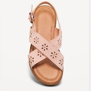 Old Navy Girls Pink Laser-Cut Cross Strap Sandals